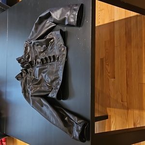 Cropped fault vegan pleather jacket